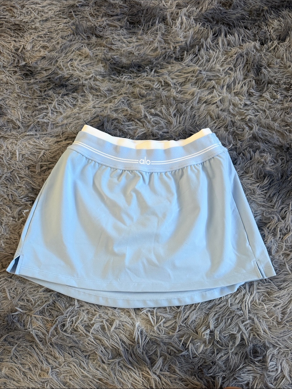 ALO Yoga Women's Light Blue Circle Skirt with White Waistband